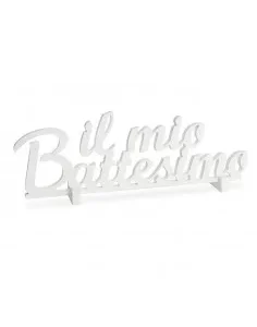 Scritta in legno Battesimo Bianca H 30 cm.