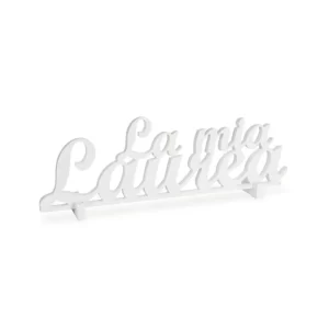Scritta "La mia Laurea" legno colore bianco H 30 cm.